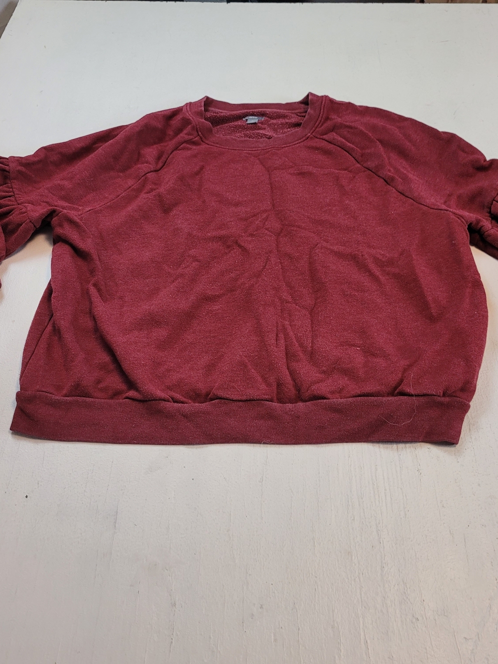 aerie Cropped Crewneck Sweatshirt - Burgundy